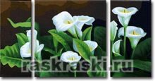 Раскраска по номерам Menglei «Белые на черном» (триптих 60х120 см) Раскраска по номерам Menglei «Белые на черном» Menglei MV3002