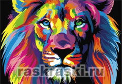 Цветной Премиум / Картина по номерам «Радужный лев»