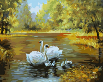 Белоснежка / Картина по номерам «Лебеди в пруду»