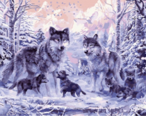 Цветной / Картина по номерам «Ночные волки»