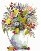Цветной Премиум / Картина по номерам «Букет с одуванчиками и ягодами»