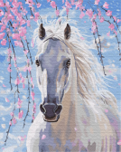Цветной / Картина по номерам «Белогривая лошадка»