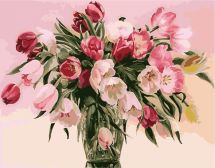 Цветной Премиум / Картина по номерам «Тюльпаны в вазе»