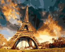 Цветной / Картина по номерам «Эйфелева Башня на Закате»
