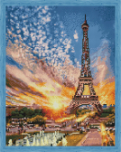 Алмазная вышивка Цветной «Эйфелева башня на закате»