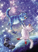 Цветной Премиум / Картина по номерам «Коты в космосе»