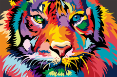 Цветной Премиум / Картина по номерам «Глазами тигра»