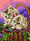 Цветной / Картина по номерам «Котята в корзинке»