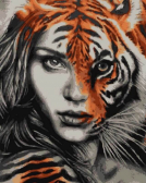 Цветной Премиум / Картина по номерам «Тигрица»