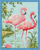 Алмазная вышивка Цветной «Парочка розовых фламинго»