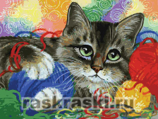 Белоснежка / Картина по номерам «Котик с клубочками»