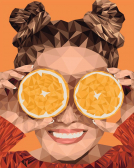 Цветной Премиум / Картина по номерам «Заводной апельсин (полигон-арт)»