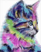 Цветной Премиум / Картина по номерам «Разноцветная кошка»
