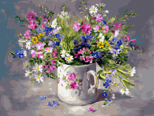 Белоснежка / Картина по номерам «Полевые цветы в чашке»