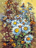 Белоснежка / Картина по номерам «Букет с ромашками и бабочкой»