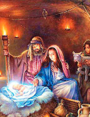 Цветной Премиум / Картина по номерам «Рождение Иисуса Христа»