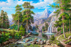 Мозаика Алмазное Хобби «Пейзаж с водопадом»