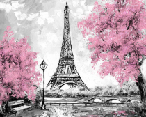 Цветной Премиум / Картина по номерам «Эйфелева башня в цвету»