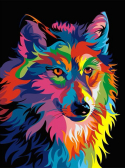 Цветной Премиум / Картина по номерам «Волк поп-арт»