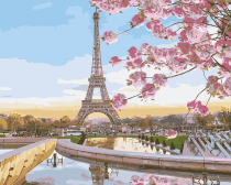 Цветной Премиум / Картина по номерам «Цветущий Париж»