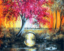 Цветной / Картина по номерам «Лиловое дерево у моста»