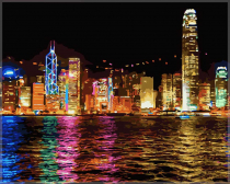 Цветной Премиум / Картина по номерам «Ночной Гонконг»