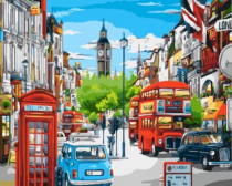 Цветной / Картина по номерам «Лондонская улица в ярких красках»