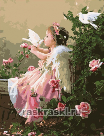 Цветной Премиум / Картина по номерам «Поцелуй ангела»