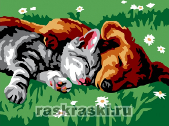 Белоснежка / Картина по номерам «Котенок и щенок»