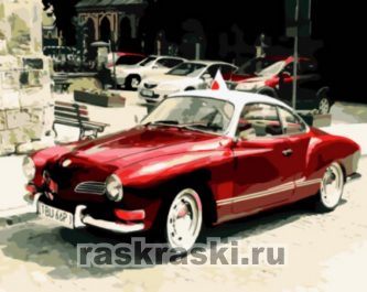 Цветной / Картина по номерам «Красный ретро-автомобиль»