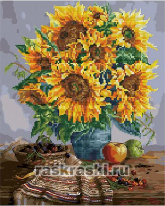 Картина по номерам + мозаика Paintboy 'Подсолнухи 40х50 см | Артикул: PKZS59024