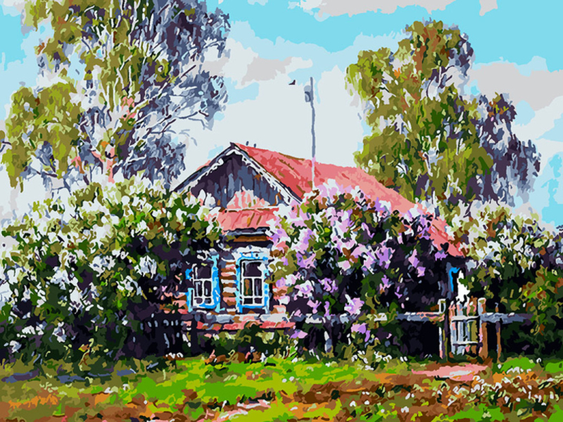 Белоснежка / Картина по номерам «Весна в деревне» Баскаков А. 1118-AS