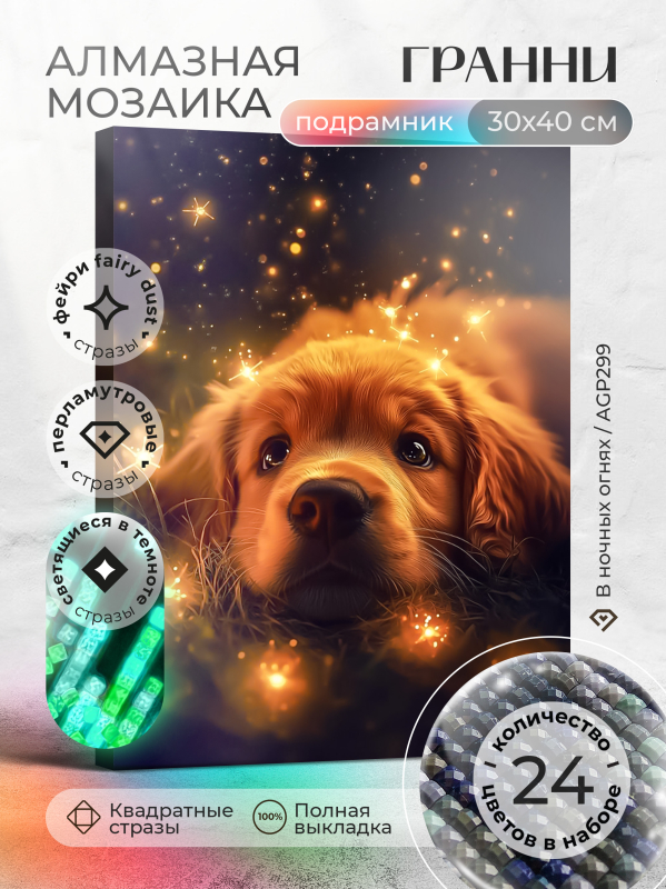 Алмазная мозаика Гранни «В ночных огнях» (40х30 см, полная выкладка, квадратные стразы) В ночных огнях Гранни AGP299