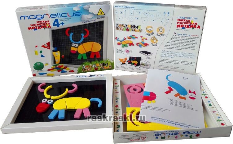 Магнитная мозаика Забавные животные, 60 элементов, 5 цветов Magneticus MA-60