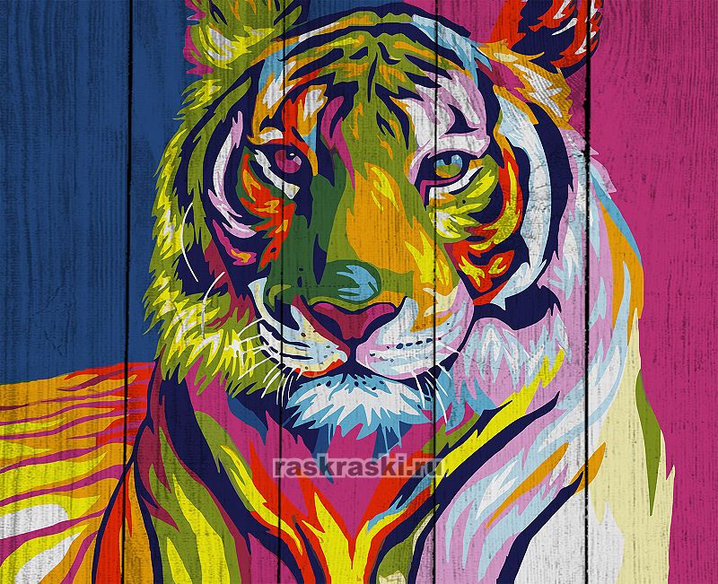 Тигр ПОП-АРТ — WS010 40х50 см / Купить картину по номерам Dali