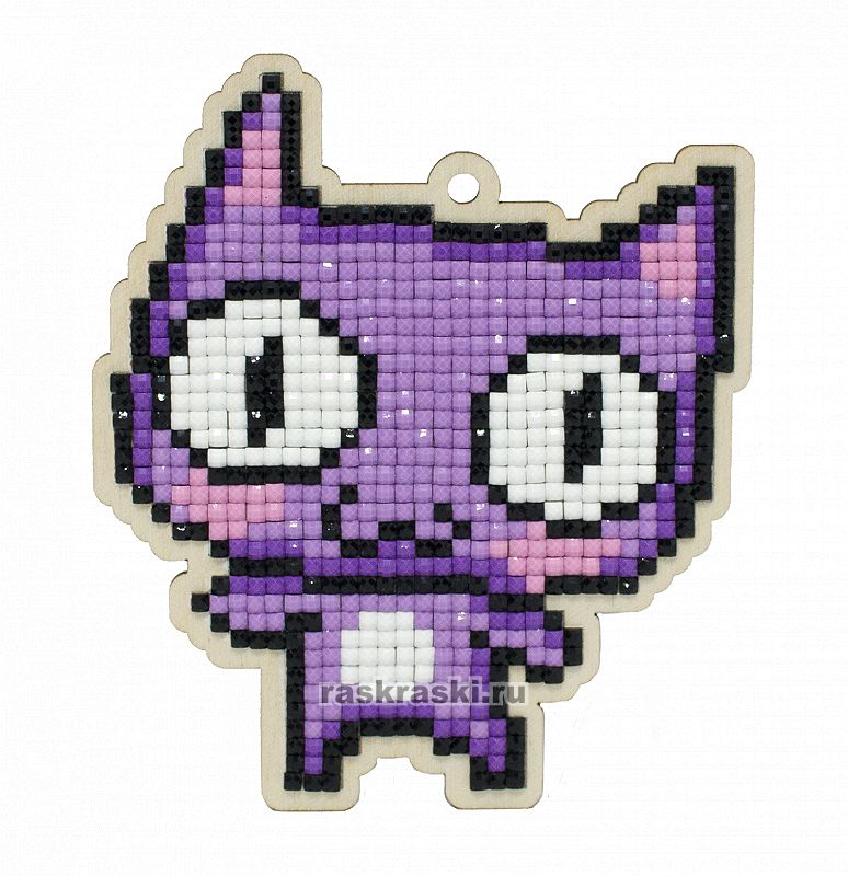 Подвеска Гранни Wood «Фиолетовый кот»
