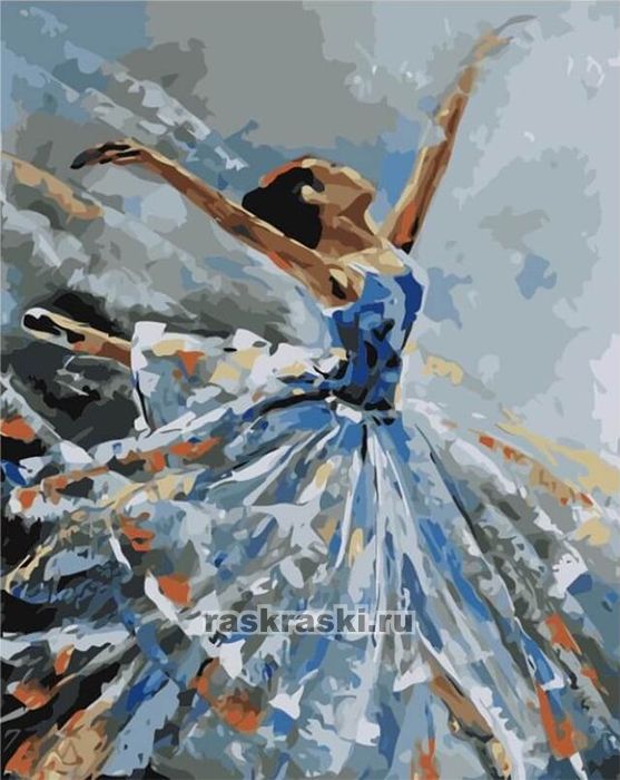 Цветной Премиум / Картина по номерам «Балерина в голубом» Цветной MG2050