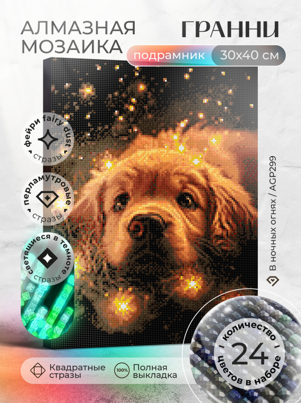Алмазная мозаика Гранни «В ночных огнях» (40х30 см, полная выкладка, квадратные стразы) В ночных огнях Гранни AGP299