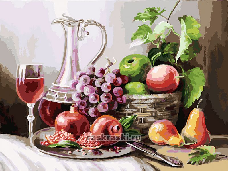 картина по номерам натюрморт с фруктами
