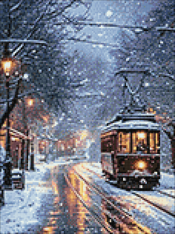 Алмазная мозаика Гранни «Снежный трамвайчик» (40х30 см, полная выкладка, квадратные стразы) Снежный трамвайчик Гранни AGP296