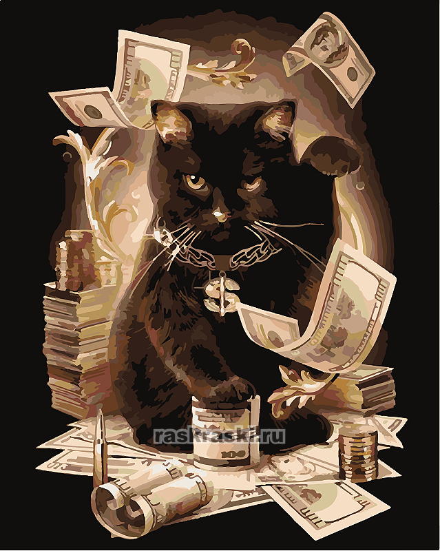 Картина по номерам Артвентура «Денежный кот» (50х40 см, Холст на подрамнике) Артвентура / Картина по номерам «Денежный кот» Артвентура 02ART4050854