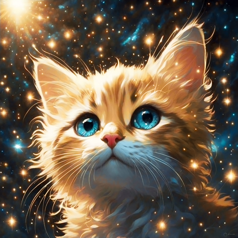 Алмазная мозаика Гранни «Котик сияние» (30х30 см, полная выкладка, квадратные стразы) Котик сияние Гранни AGP96