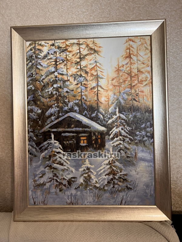 Картина по номерам Белоснежка «Охотничья избушка» (40х30 см, холст на подрамнике) Белоснежка / Картина по номерам «Охотничья избушка» Белоснежка 390-AS